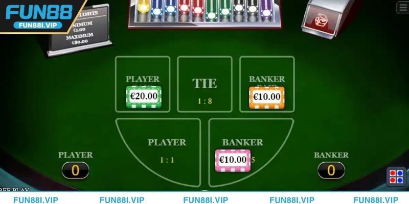Bàn chơi Live Casino FUN88 trực tuyến với giao diện sống động