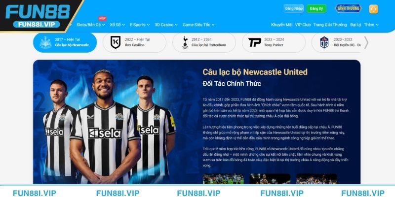 FUN88 là nhà tài trợ cho nhiều câu lạc bộ thể thao nổi tiếng